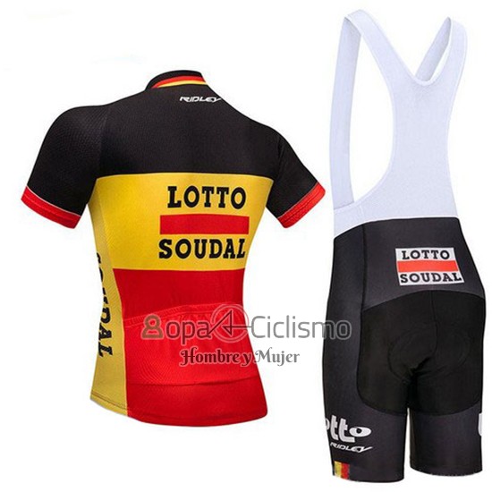 Lotto Soudal Ropa Ciclismo Culotte Corto 2018 Mangas Cortas Negro AMarillo Rojo
